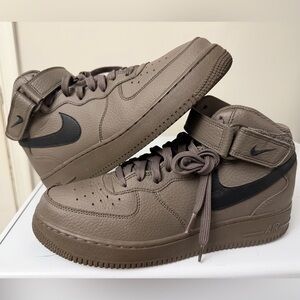 NIKE AIR FORCE 1 ONE MID 07 RIDGEROCK SHOES 315123-205 SIZE 9 BROWN BLACK 🔥